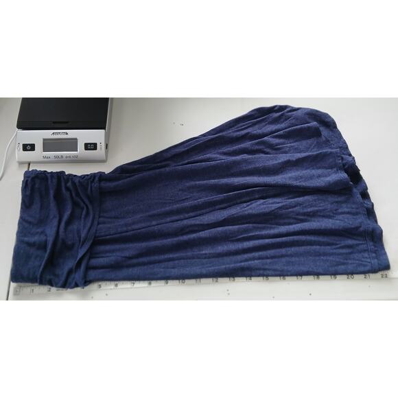 Max Studio Navy Blue Stretch Long Fold Midi Swing Skirt Womens MD Y2K 90s - Picture 9 of 10